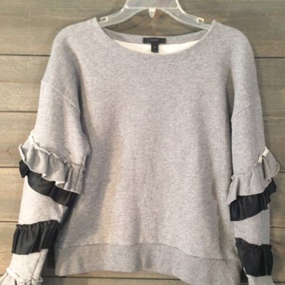 J. Crew Tops - J. CREW GREY SHIRT WITH ARM RUFFLES